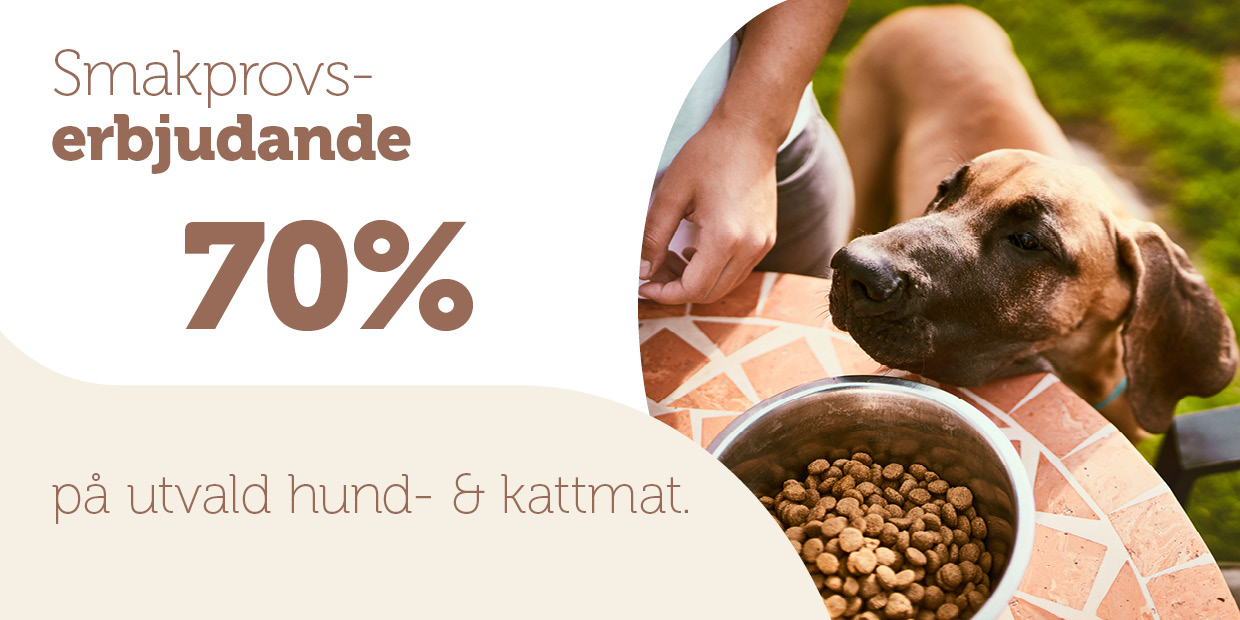 smakprov erbjudande 70% hundmat kattmat