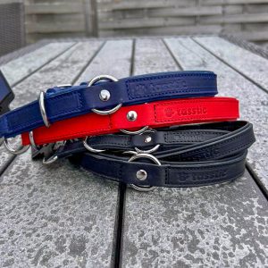 Justerbart halvstryp i mjukt läder hundhalsband