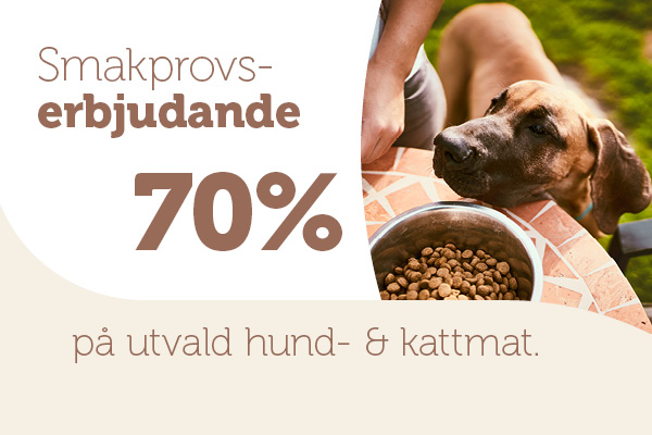 smakprov erbjudande 70% hundmat kattmat